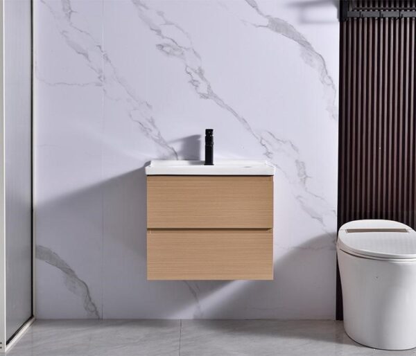 32 inch wood floating vanity with clean, minimal design