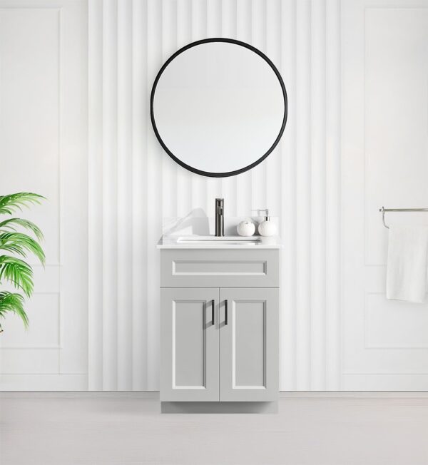 24 inch Step Bevel Solid Wood Vanity in Grey