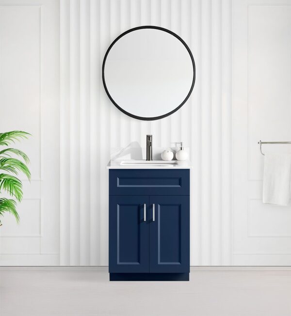 24 inch Step Bevel Solid Wood Vanity in Navy Blue
