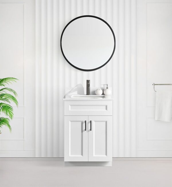24 inch Step Bevel Solid Wood Vanity in White, Grey, and Navy Blue