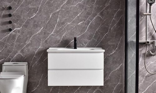 24 inch white floating vanity for compact modern bathrooms