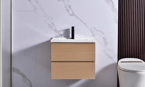 32 inch wood floating vanity with clean, minimal design
