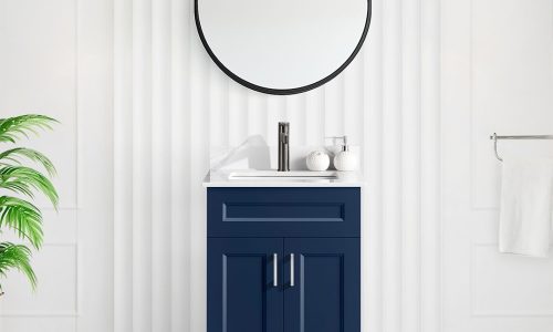 24 inch Step Bevel Solid Wood Vanity in Navy Blue